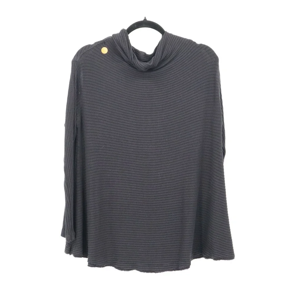 We The‎ Free Thermal Sweater Womens S Black Boho Grunge Slouchy Oversized
